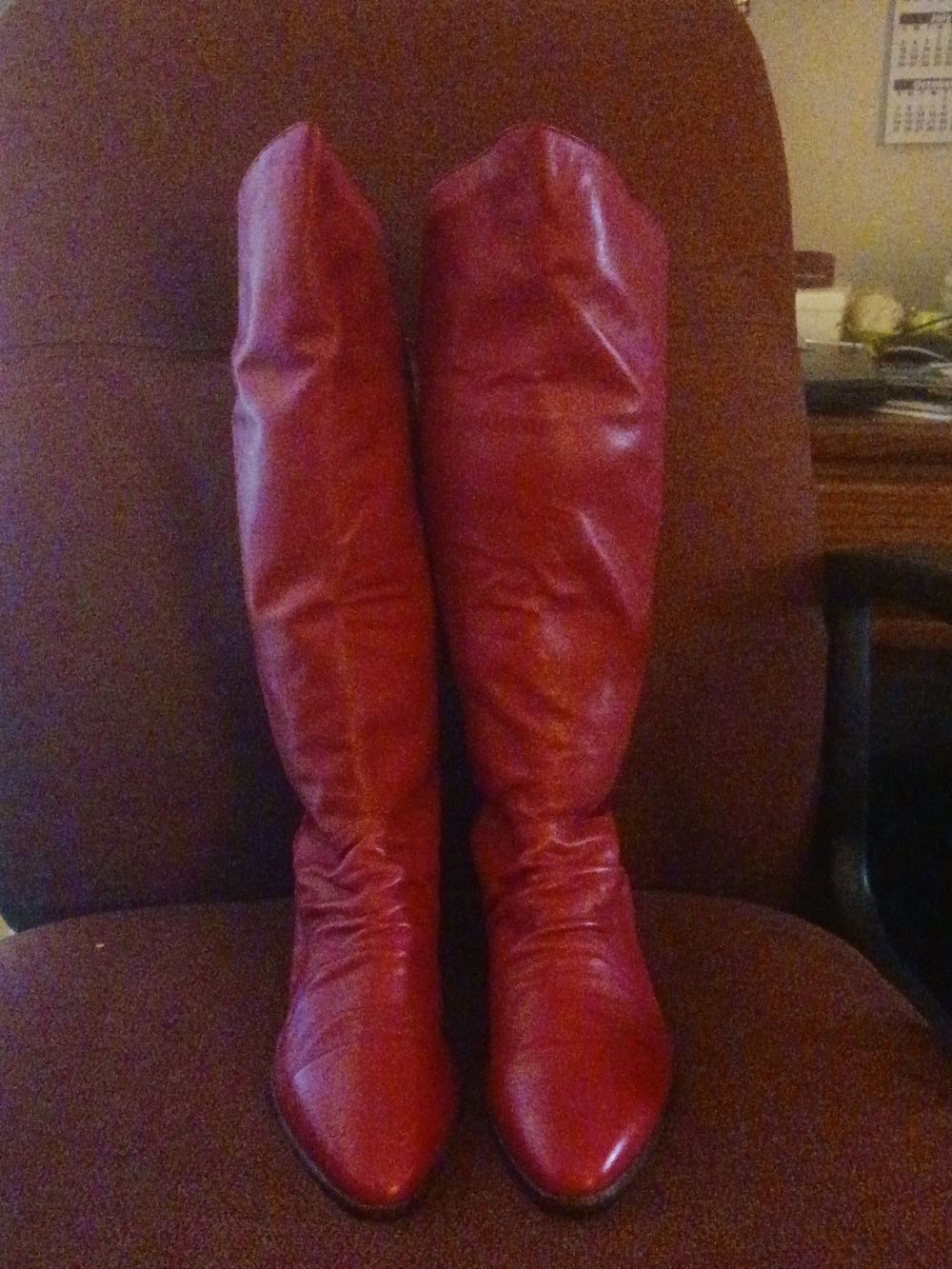 Women's Red Knee-High Pointed Toe Boots By Markon Shoes